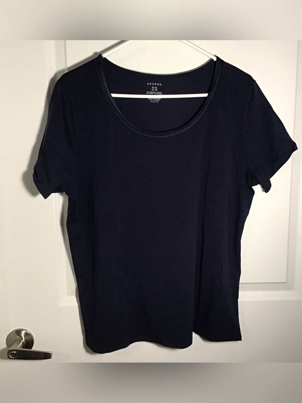 George Navy Short Sleeve Scoop Neck Top XL